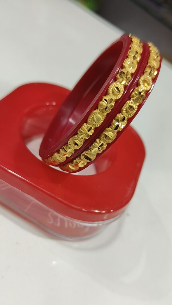 Bangles pola red golden coted set of 2pcs.