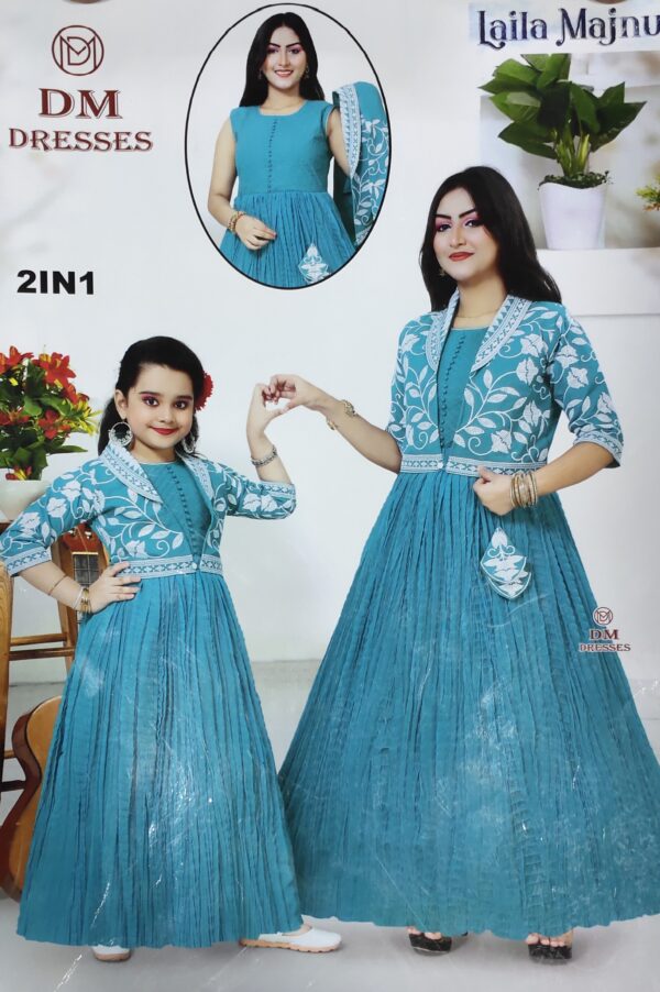 Kids Laila majnu crock top Gown 3 pcs. Blue