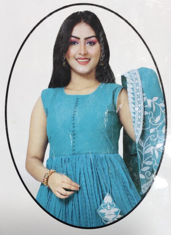 Kids Laila majnu crock top Gown 3 pcs. Blue - Image 2