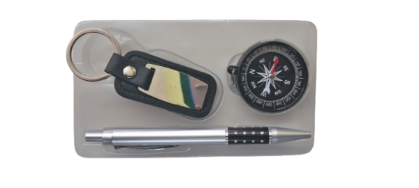 3-in-1 Executive Gift Set - Compass, Keychain, and Pen - Image 2