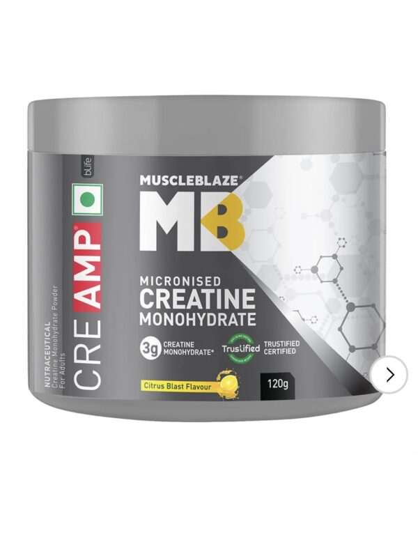 MuscleBlaze Creatine Monohydrate CreAMP, 120 g (0.26 lb), Citrus Blast