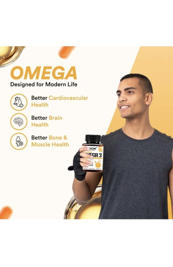 WOW Life Science Advanced Omega 3 Capsule for Men and Women with 100% RDA Vitamin D, Ashwagandha, Magnesium, Vitamin B6 & B12 |For Muscle, Joints, Heart & Cognitive Support -2600mg (550mg EPA:350mg DHA) – 60 Capsules - Image 2