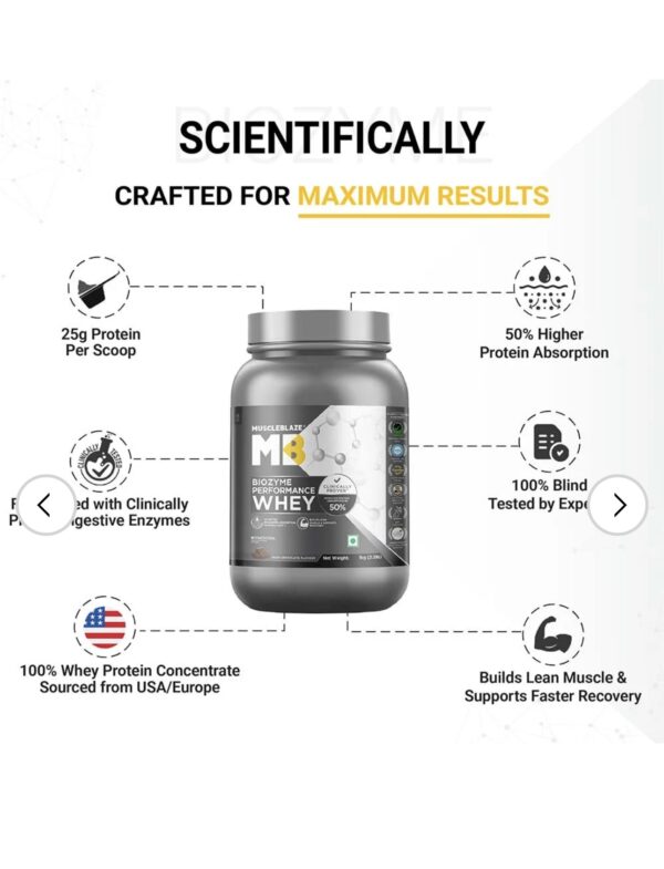 MuscleBlaze Biozyme Performance Whey, 1 kg (2.2 lb), Rich Chocolate - Image 3