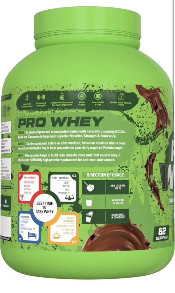 Hungry Muscles Premium Pro Whey Protein Powder, 2g Carbs, 5.2g BCAAs, 25g Protein Per Serving, 62 Servings (2 Kg, Chocolate Dessert) - Image 2