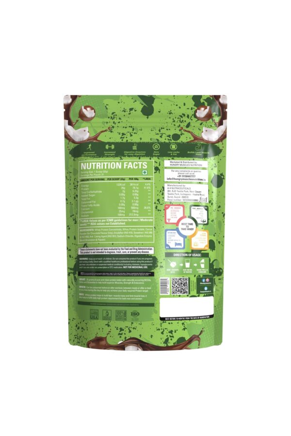 Hungry Muscles Pro Whey Dessert Chocolate Pouch 30 Serving 1KG (2.2LBS) - Image 2