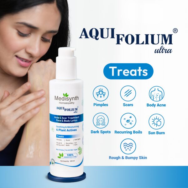 Aquifolium Ultra - 200ml Lotion | Homoeopathic Medicine for Acne, Pimples, and Clear Skin - Image 3