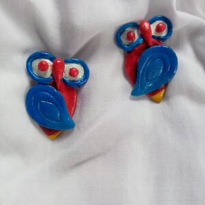 Handmade Owl Earrings – Colorful Red & Blue Designer Jewelry for Women