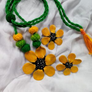 Handmade Yellow Floral Jewellery Set – Necklace & Earrings