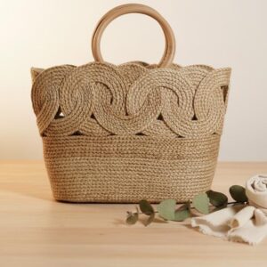 Handwoven Jute & Rattan Tote Bag - Stylish Eco-Friendly Beach & Everyday Carryall